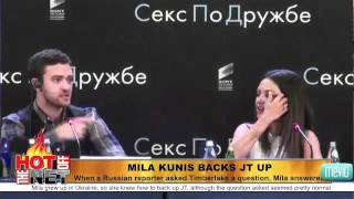 Mila Kunis Rips Russian at Reporter