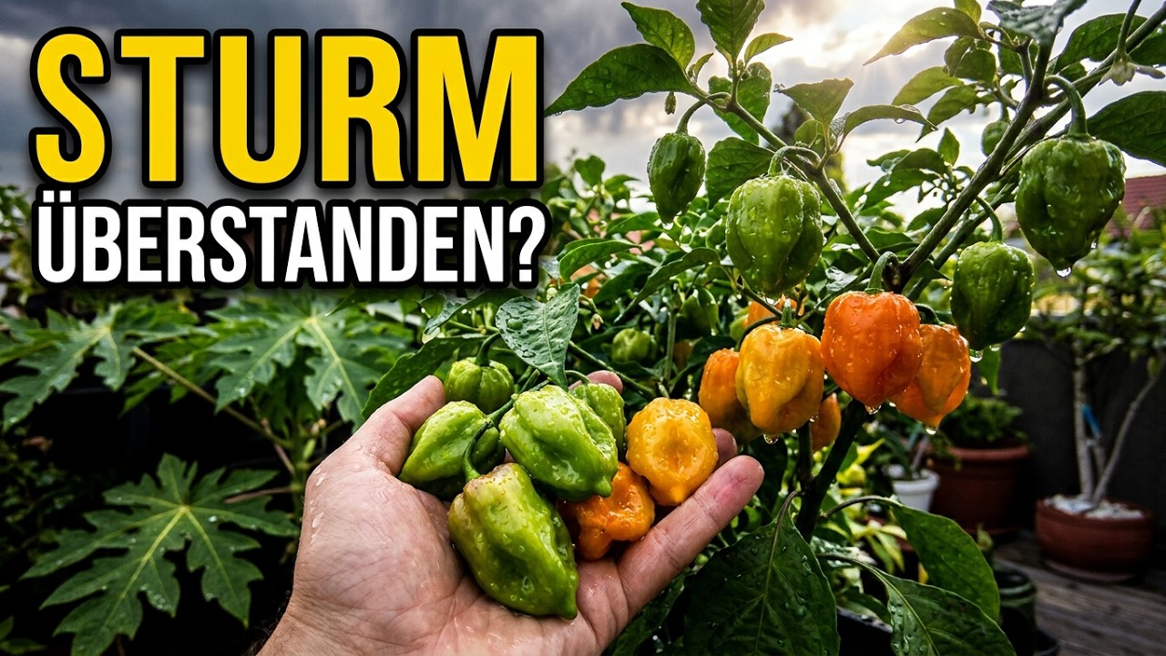 Terrasse nach Regen und Sturm: Chili, Papaya und Kakao im Schadenscheck