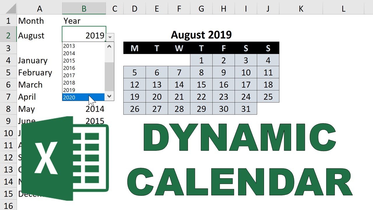 How to make a dynamic calendar in excel YouTube