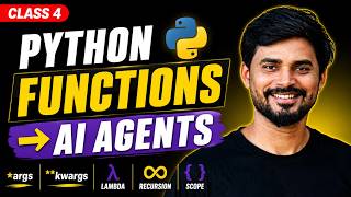🔴 LIVE - Python Functions for AI Agents | *args, **kwargs, Lambda & Recursion — Class 4