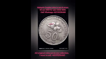 Malaysia couples coin in errors&rare-50 SEN 2008 for sale USD 400K($)#viral#fypシ#new#usa#shorts#fyp