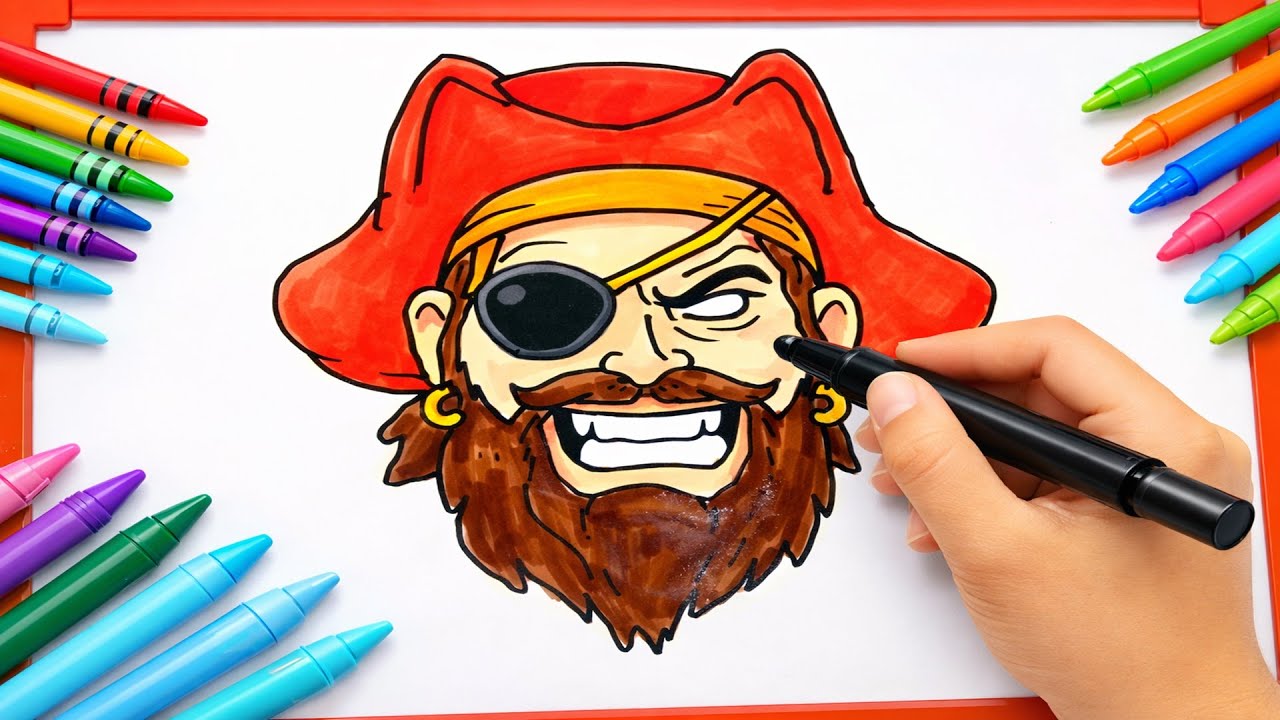 Pirate Coloring for Kids | Easy Pirate Drawing and Painting