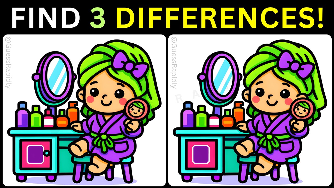 ⏱️Spot the Three Cleverly Hidden Differences🧠【#480 Brain Game Challenge ...