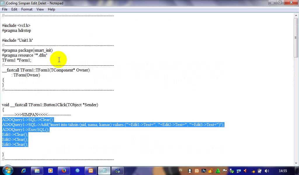 tutorial data base simpan edit hapus rofiq STT Nurul Jadid - YouTube