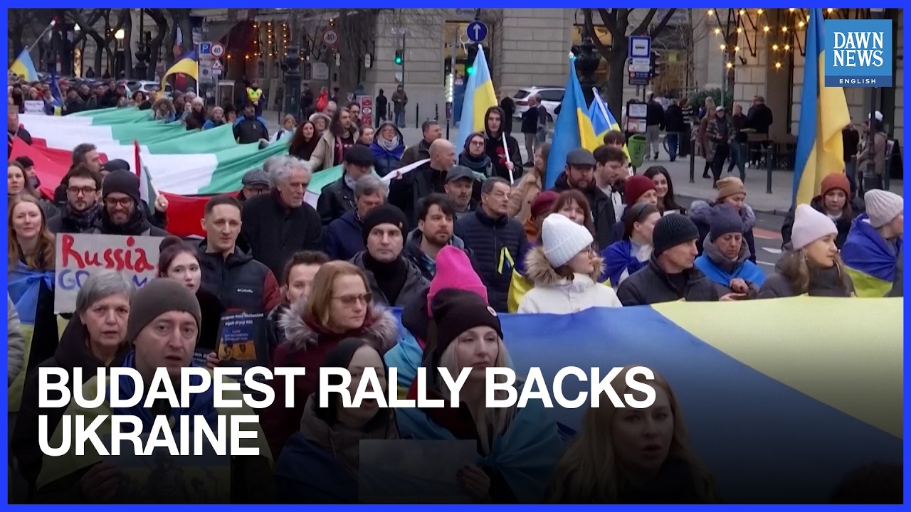 Hungarians Rally in Budapest Supporting Ukraine as War Nears Fourth Anniversary | Dawn News English