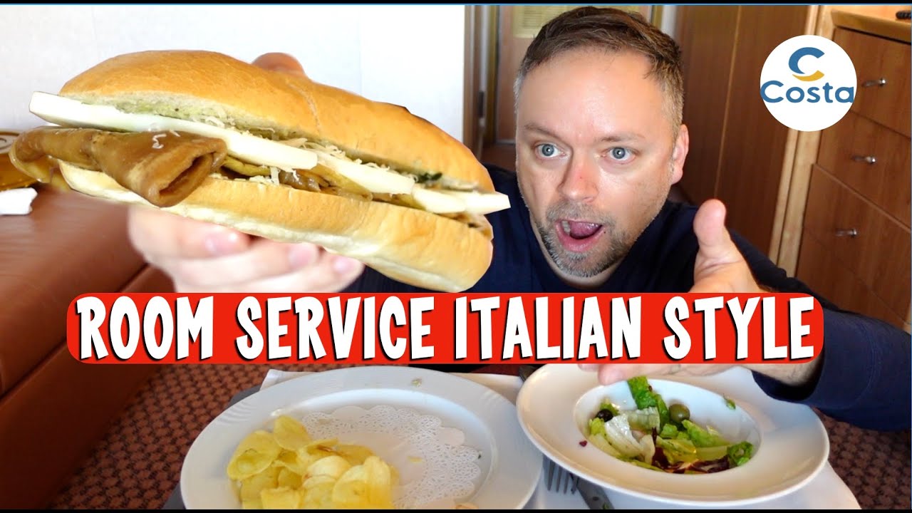 CHOMP & CHAT - Cruise Ship Room Service - Italian Costa Luminosa - Eggplant Sandwich Mukbang Lunch
