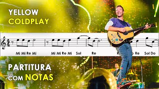 Yellow - Coldplay | Partitura com Notas para Flauta Doce, Violino