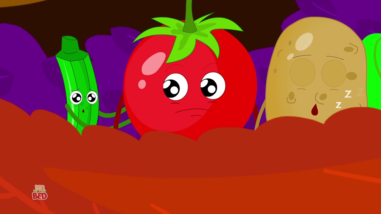 Ten Little Vegetables Jumping On The Bed | Learn Vegetables | Nursery Rhymes Songs | Rhymes For Kids