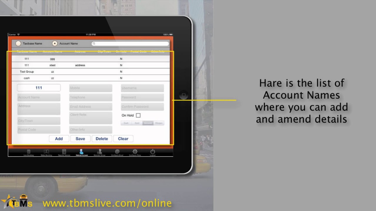 Tbmslive iPad Dispatch system for Taxi, Minicab, Chauffeuring and transport related companies