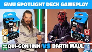 Qui-Gon Jinn VS Darth Maul Spotlight Starter Deck Legends of the Force Gameplay Star Wars Unlimited