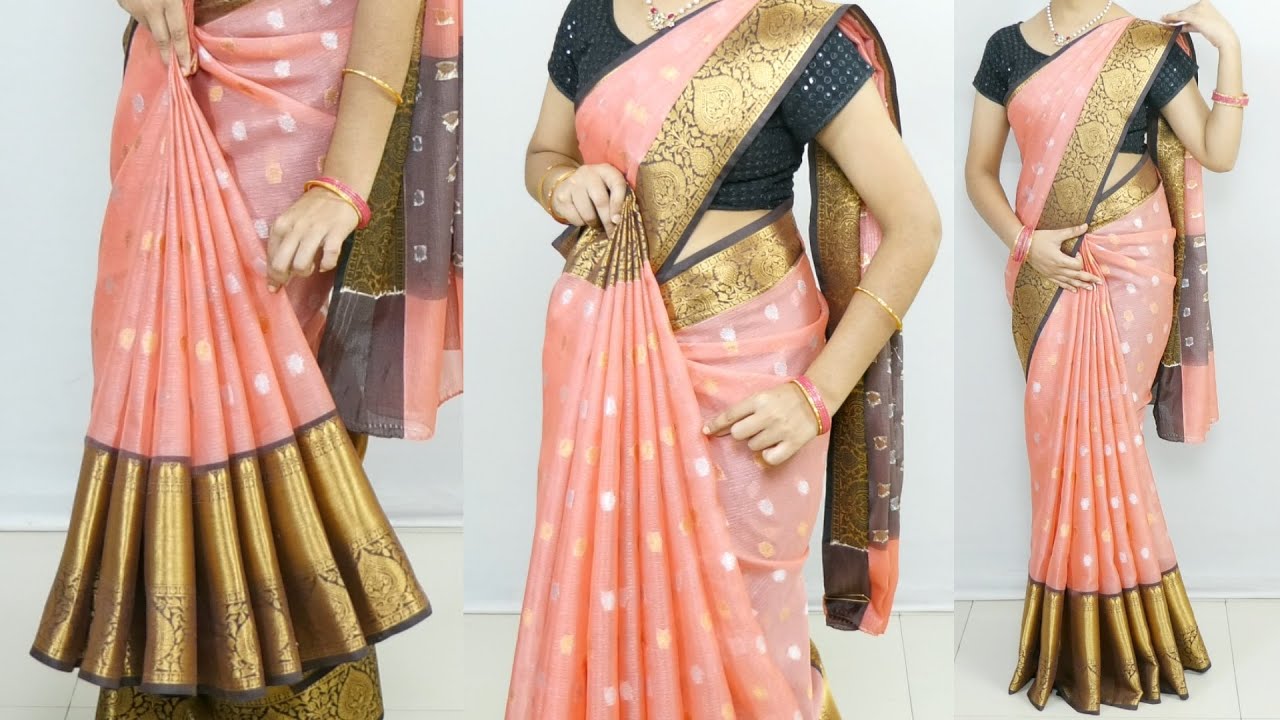 No-Mistake Organza Saree Pleats Trick | Get Perfect Front Pleats & Shoulder Pleats Every Time