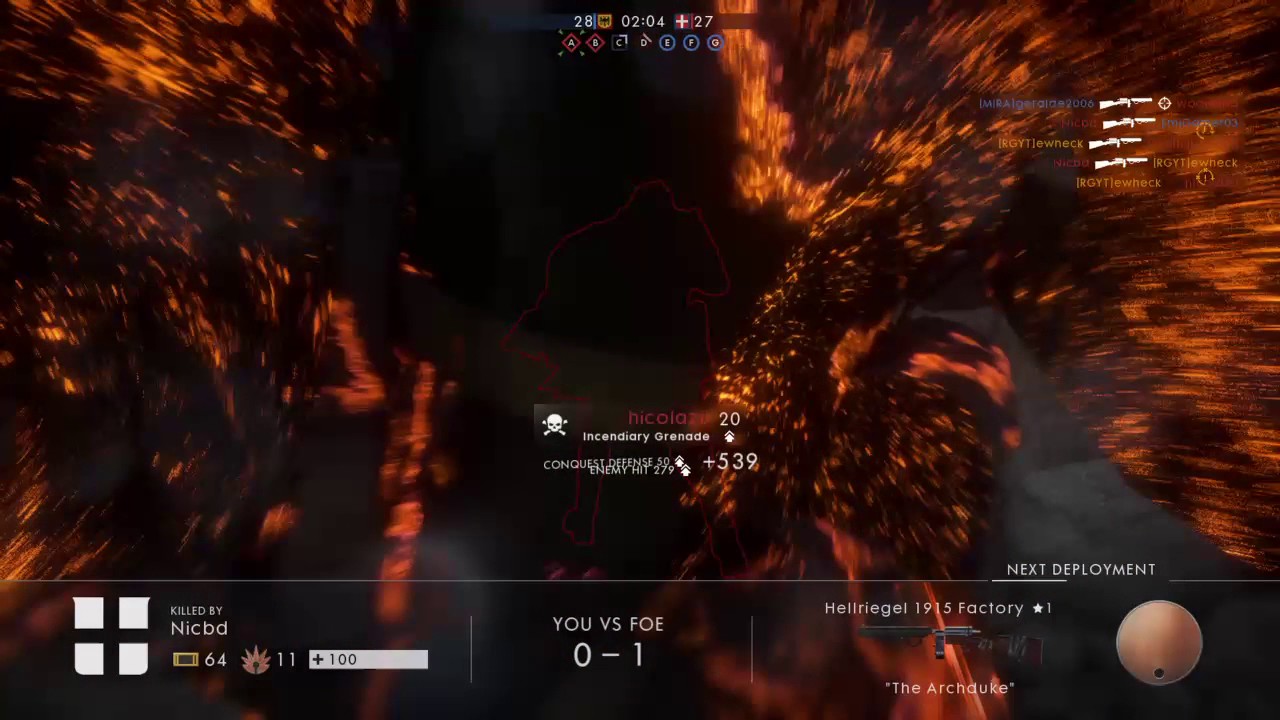 Battlefield 1: Crazy Incendiary Grenade Streak