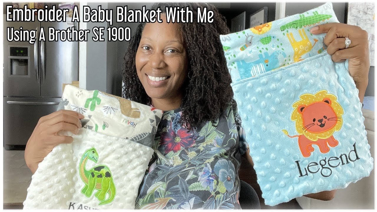 Embroider and Sew a Baby Blanket with a Brother SE1900 (how to make/diy minky blanket)