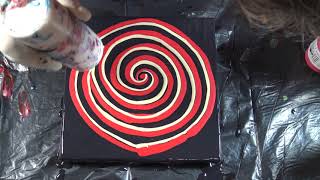 238 Reverse Flower Dip In Red  Acrylic Pouring Technique  Fluid Art