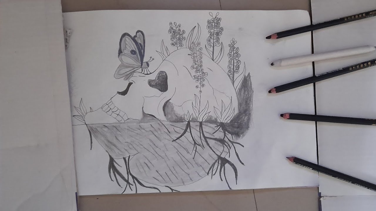 meaningful drawing/ skeleton skull drawing/ easy drawing sketch