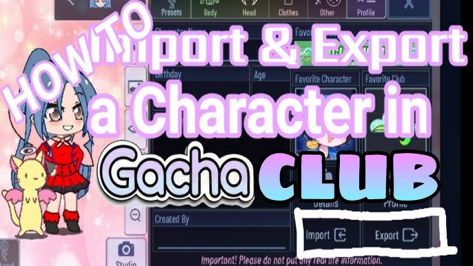 Gimme ur gacha club oc offline export/inport codes so i can remake em!