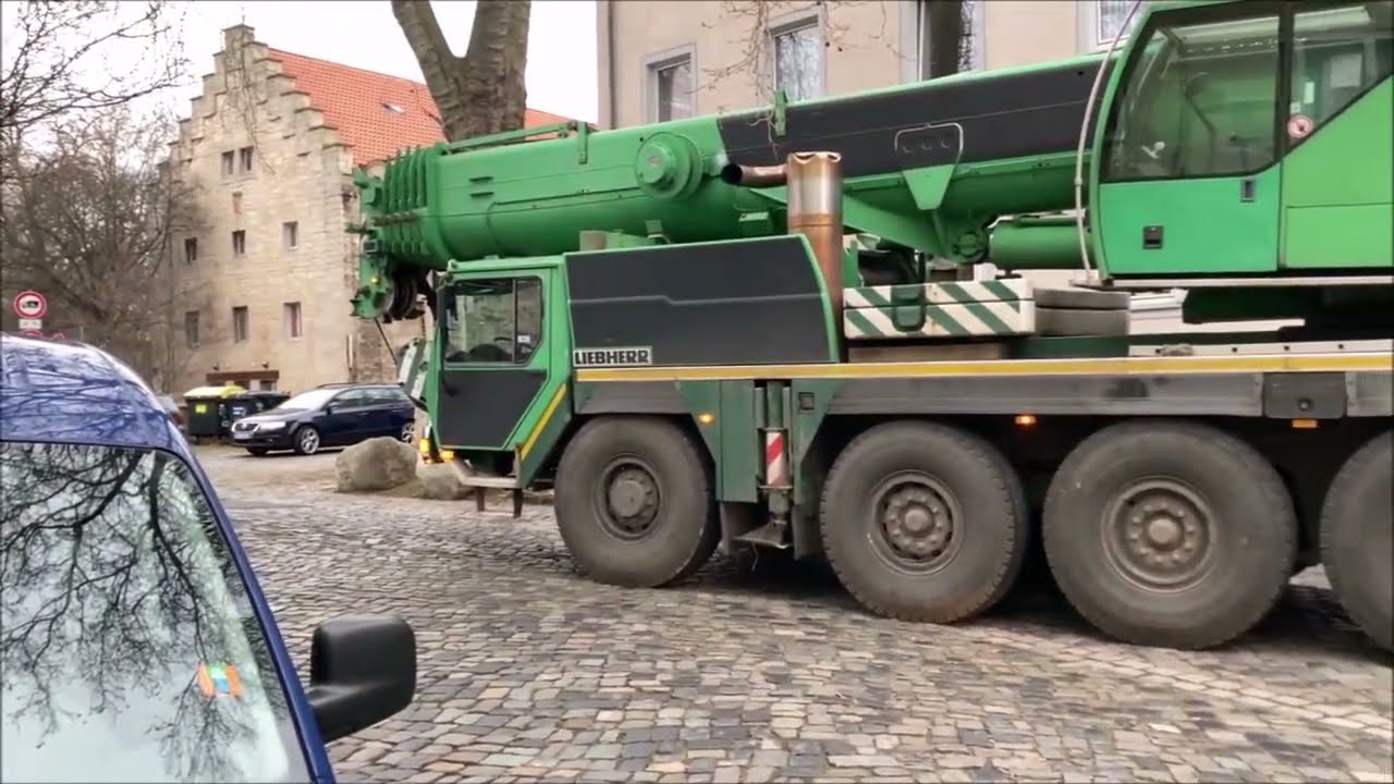 Problem Baumfällung nach Sturm durch Firma - Der grüne Baum - Braunschweig. Einsatz mit Autokran.