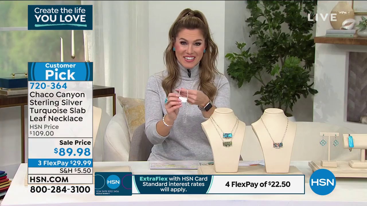 Chaco Canyon Sterling Silver Turquoise Slab Leaf Necklace