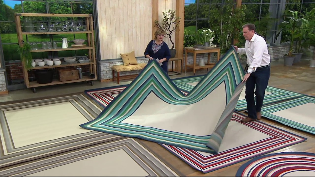Veranda Living Indoor/Outdoor Multi-Color Stripe Border Rug on QVC ...