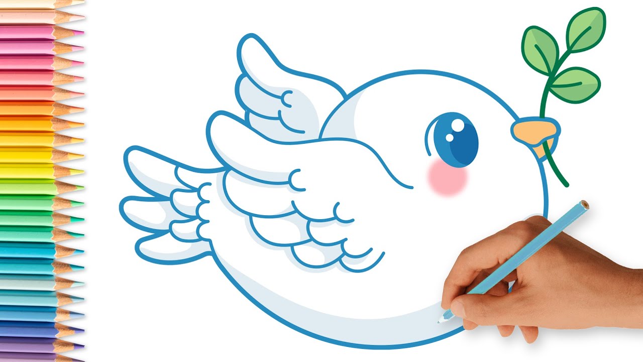 CÓMO DIBUJAR una PALOMA 🕊️ FÁCIL PASO A PASO | Dibujos Kawaii | Dibujos Fáciles