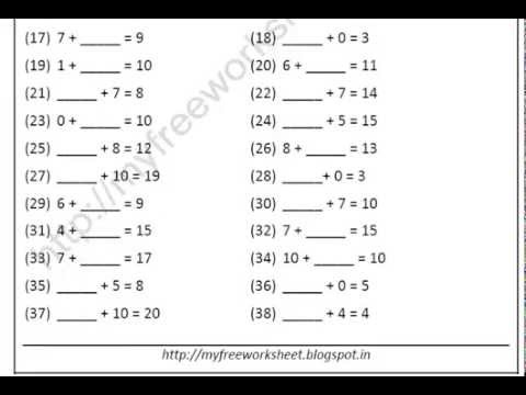grade 2 maths missing addend worksheets youtube