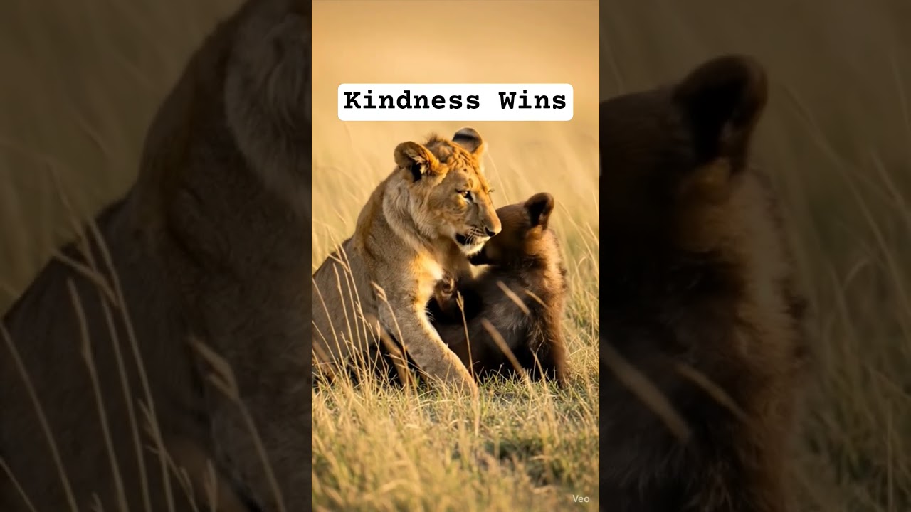 Simba catches the bear but chooses play over prey—power with kindness 🦁🐻 