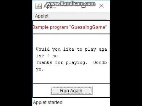 GuessingGame - Eclipse Java program applet sample