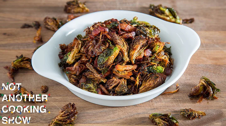 the BEST FRIED BRUSSELS SPROUTS tossed in BACON BUTTER AND SHALLOTS