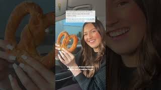 FREE PRETZEL @AuntieAnnesPretzels  🥨🤑#auntieannes #nateandsaraheats #freepretzel #foodhacks Net Worth