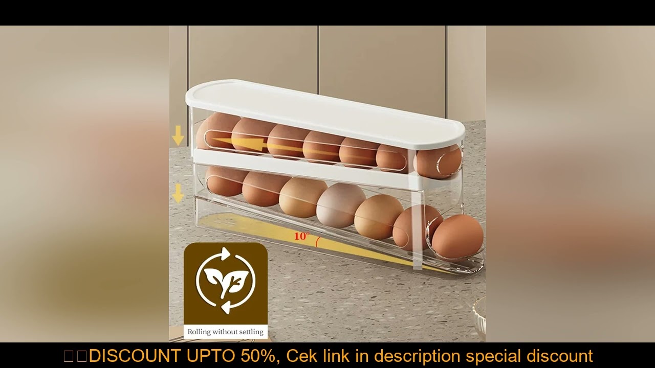 Bilayer Fridge Egg Storage Box Automatic Rolling Eggs Holder Rack Ladder Style Refrigerator Eggs Dis