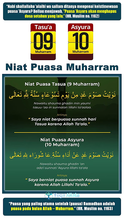 Niat Puasa TASU'A dan ASYURA Tanggal 9 dan 10 Muharram, Niat Puasa Muharram Latin dan Artinya #islam
