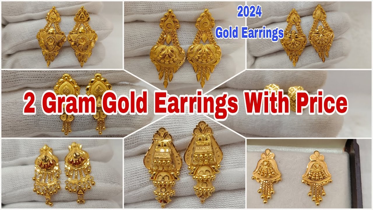 2 grams Gold Earrings Designs with Price || LIFESTYLE GOLD - YouTube