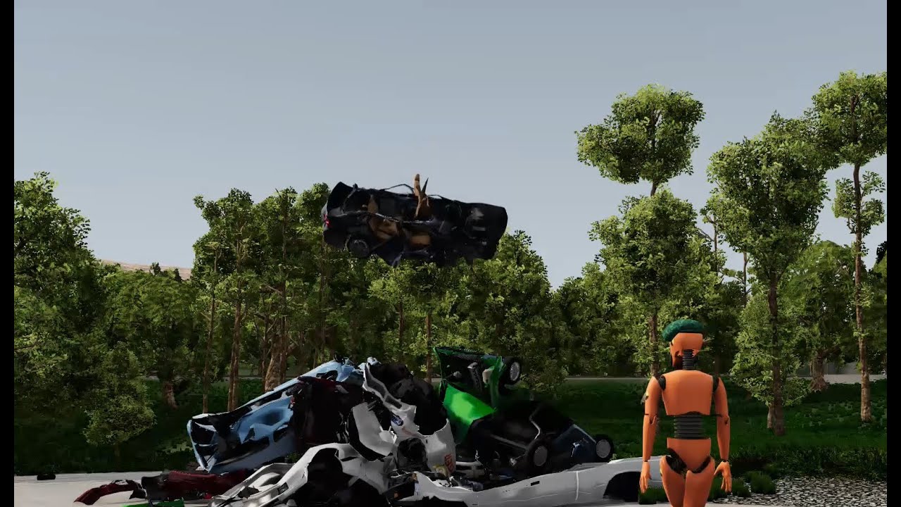 idiot driver causes crash | BeamNG.Drive - YouTube