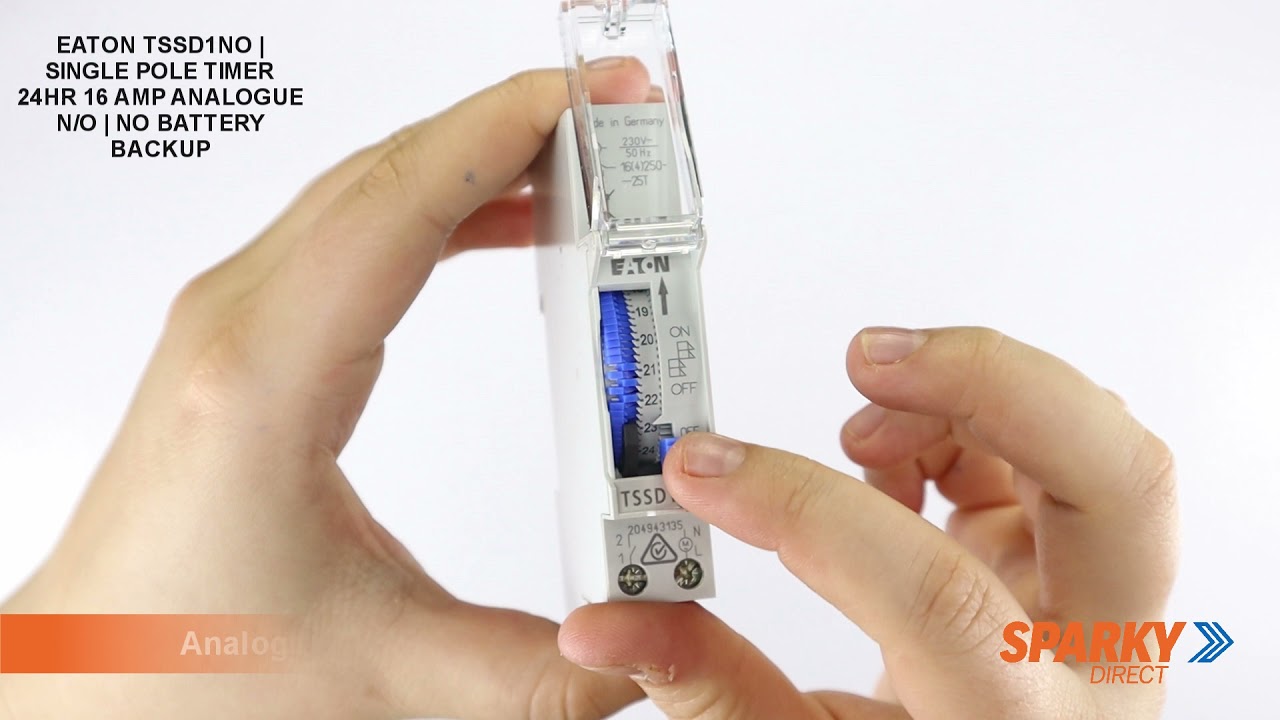 EATON TSSD1NO | Single pole timer 24Hr 16 amp Analogue N/O | NO Battery Backup