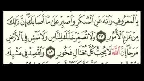 القران الكريم | ولا تصعر خدك للناس | سورة لقمان