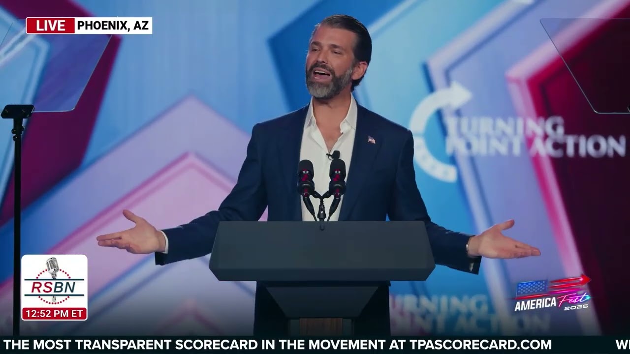 Donald Trump Jr. Calls the President Live on Stage at AmFest