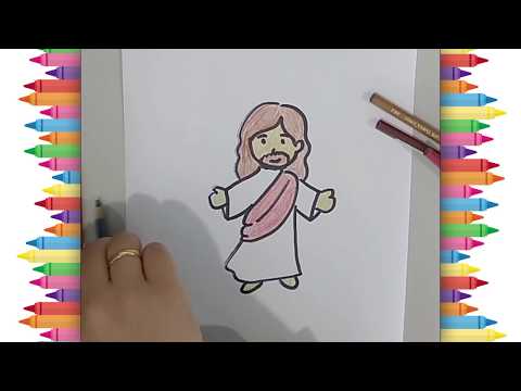 Menggambar dan mewarnai Yesus (Drawing Jesus Christ drawing step by ...
