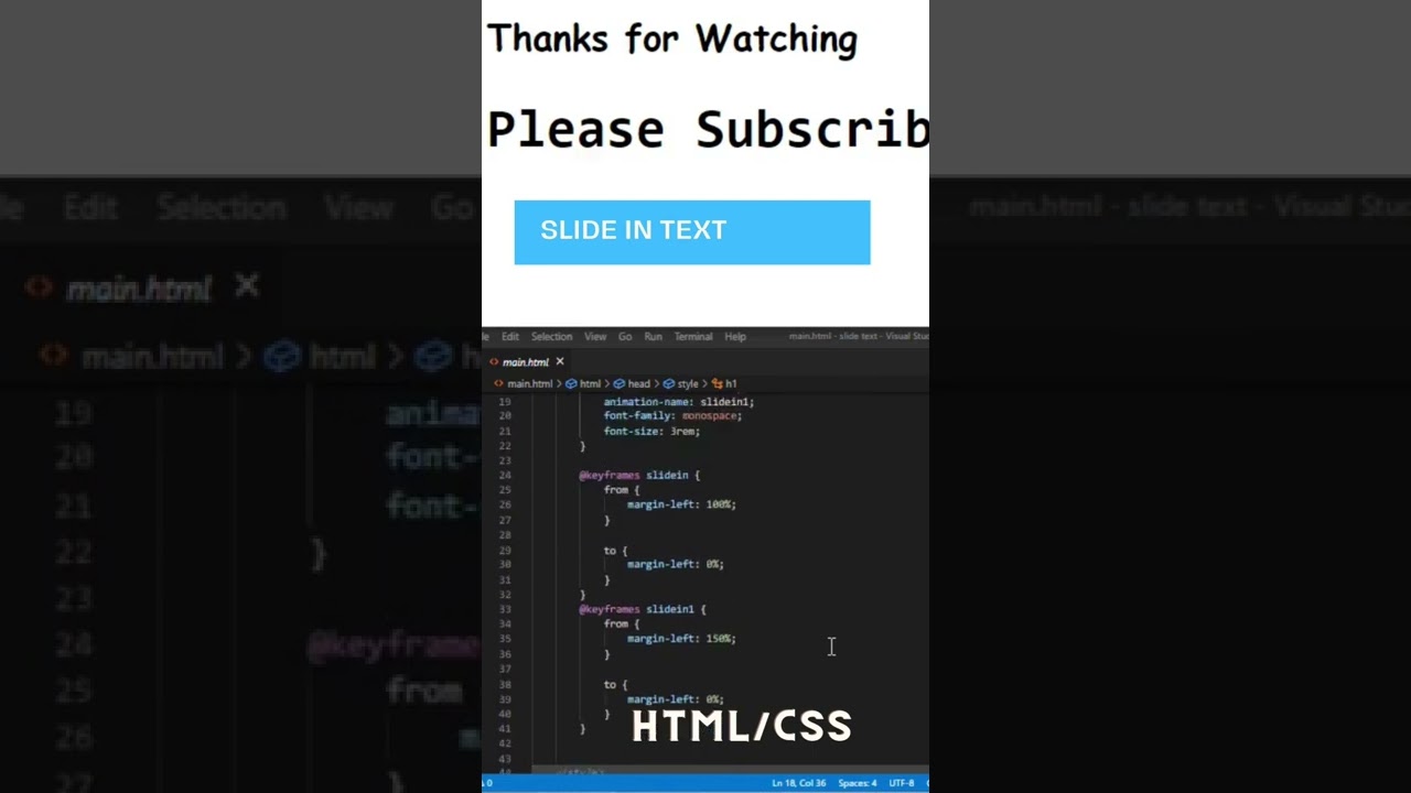 Simple slide in text | html | css