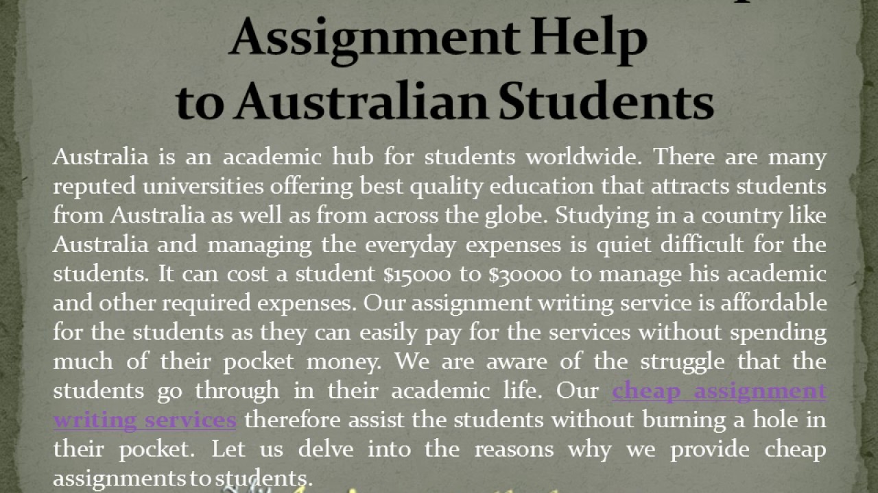 Cheap Assignment Writing Help Service in Australia