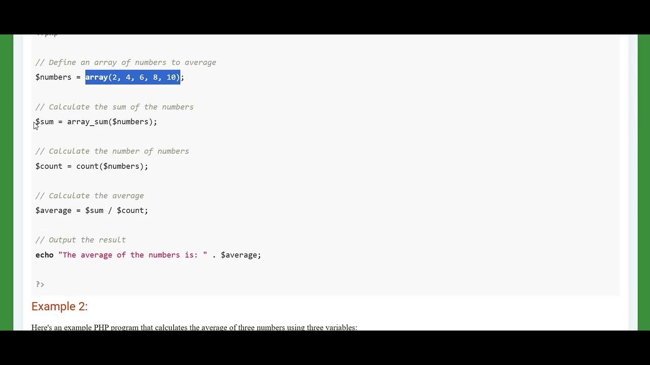 PHP Average Program | Calculate Average of Numbers in PHP (Beginner Tutorial)