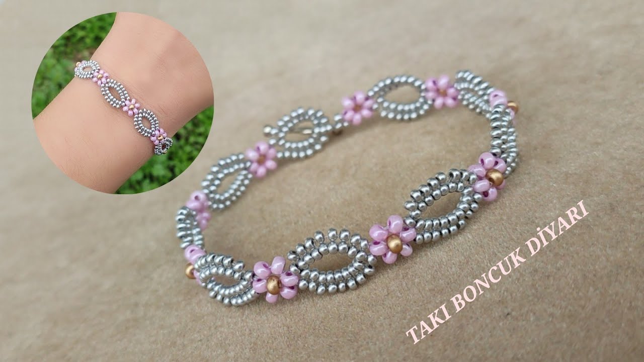 HALKALI ÇİÇEK BİLEKLİK YAPIMI / Christmas gift idea /HOW TO MAKE BRACELET