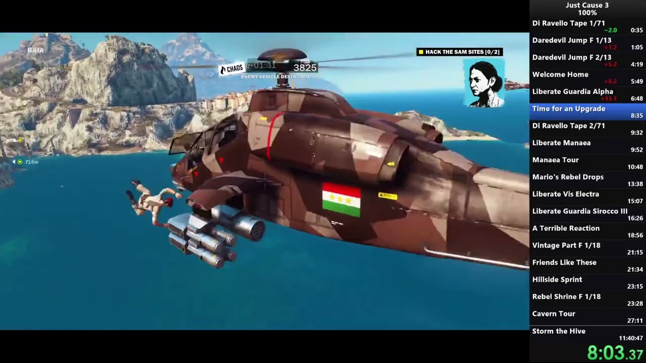 Just Cause 3 100% DLC single segment speedrun RTA 