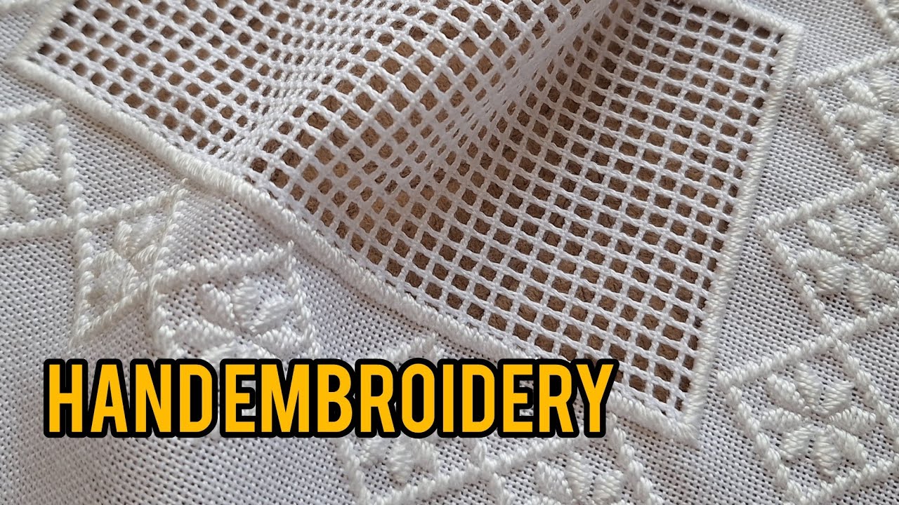 Hand embroidery  :  One of the most popular stitches for embroidering lace ( PART 1 ) , Hardanger