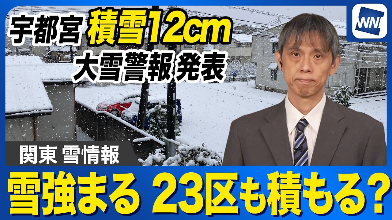 【関東雪情報】雪が強まり東京23区内でも雪積もる 宇都宮は積雪12cmで大雪警報も発表