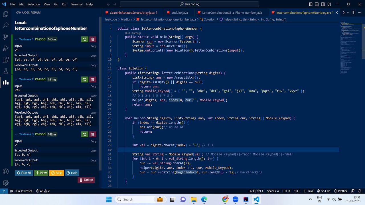 Letter Combinations of a Phone Number YouTube