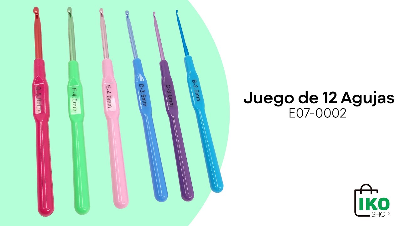 Juego de 12 Agujas de Crochet con Mango de Silicona Reforzado - Promart