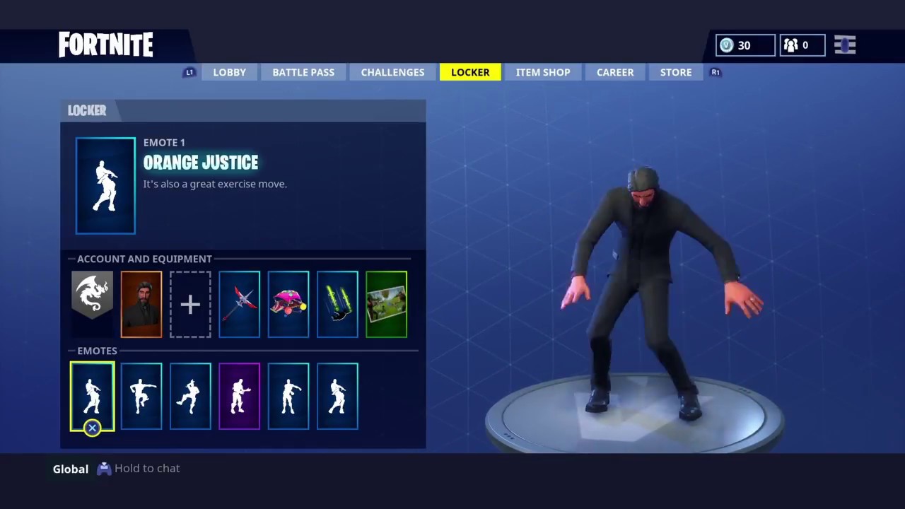 new "ORANGE JUSTICE" Emote Showcased with 20 skinsFortnite season 4