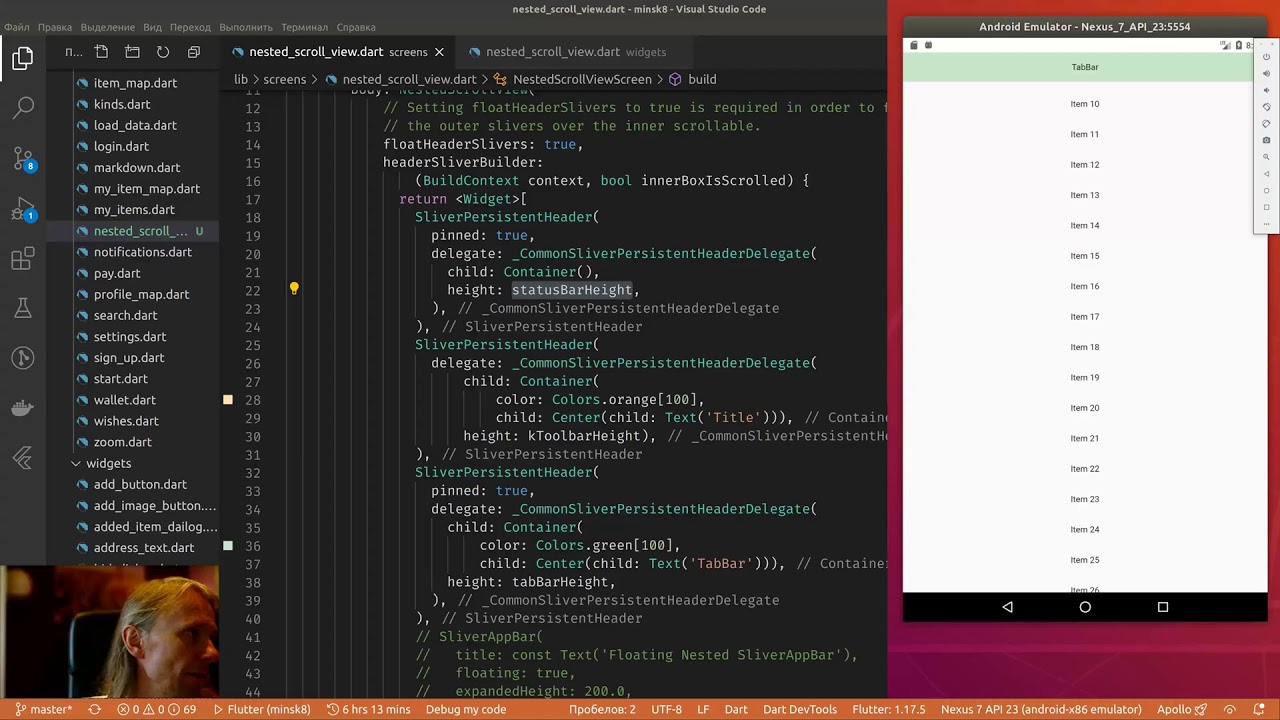 Flutter #300 - Demo for NestedScrollView.floatHeaderSlivers - YouTube
