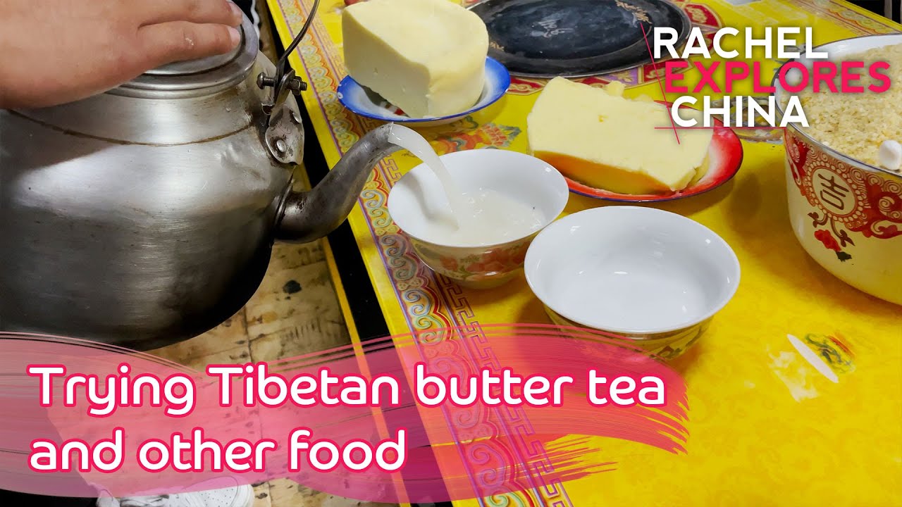 Trying Tibetan butter tea and other food