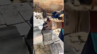 Stone Splitting Technique to Create Perfect Square Tiles for Outdoor Paving